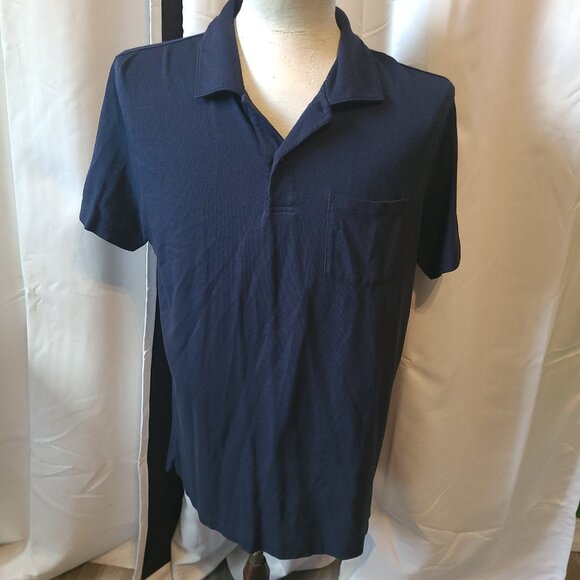 Men's Mack Weldon Polo shirt Breathable XL - Navy blue Partial button front S/S - Picture 1 of 10